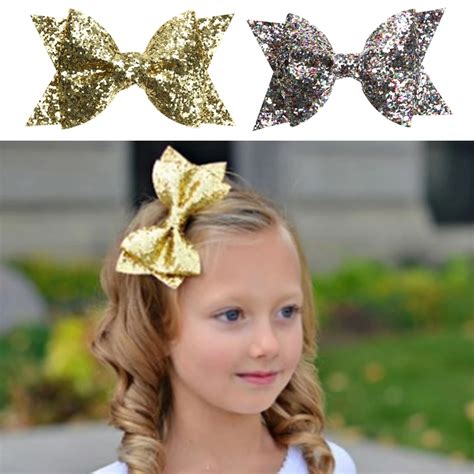 Girls Bowknot Hair Clip Kids Children Beautiful Glitter Sequins Hair