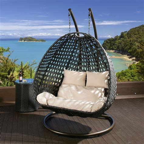 2 Double Single Adult Egg Rattan Swing Chair Patio Outdoor Jhoola Swing
