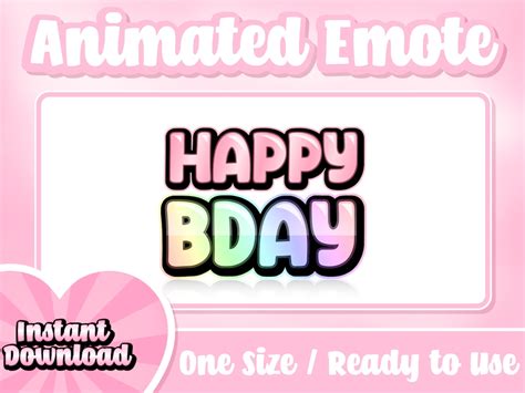 Happy Birthday Animated Twitch Emote Comes With Static Emote Text