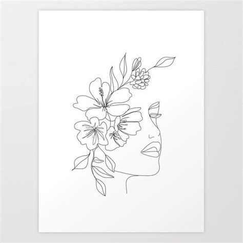 Concept for logo, card, banner, poster flyer. Buy Minimal Line Art Woman Face II Art Print by Nadja ...
