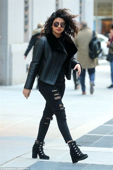 Stepping Out Priyanka Arrived On Set In A Heavy Leather Jacket With A
