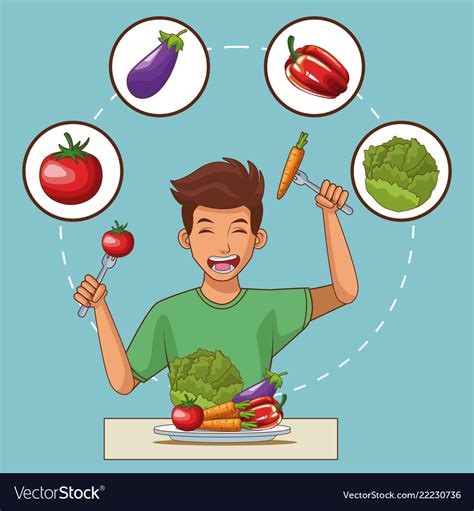 Healthy Food Cartoons Royalty Free Vector Image