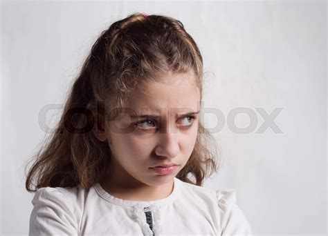 Portrait Of A Sad Girl Stock Image Colourbox