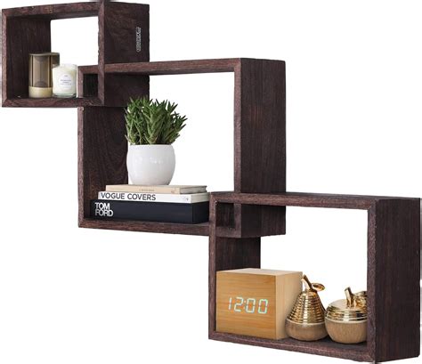 Rustic Wall Mounted Tier Square Shaped Floating Shelves Set Of 3