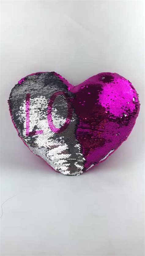 Heart Shaped Plush Toy Sequin Pillow Funny Reversible Sequin Toys Buy