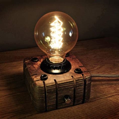 Diy led desk lamp with a edison light bulb. Edison LampIndustrial lamp Steampunk lampWooden Edison Lamp