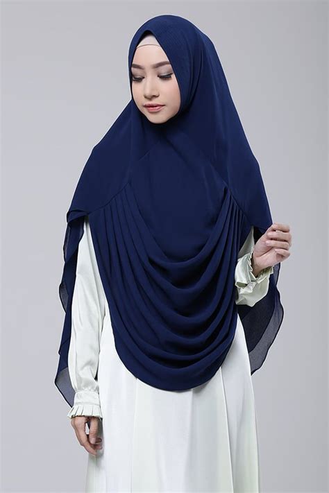 Navy Blue Gaya Hijab Model Pakaian Hijab Model Baju Wanita