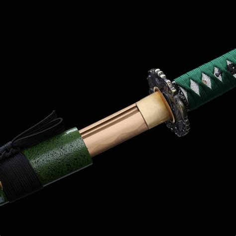Green Katana Handmade Japanese Sword 1045 Carbon Steel With Bronze