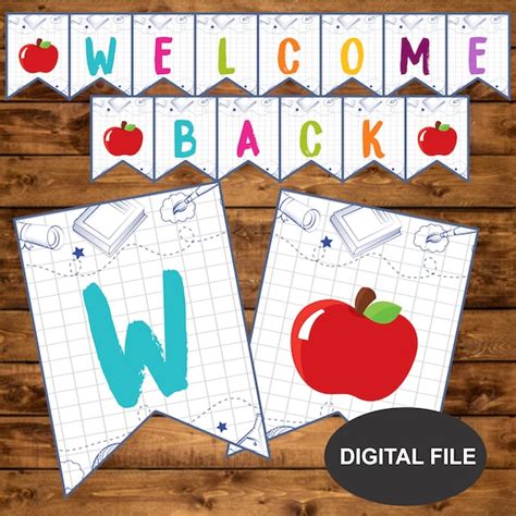 Welcome Back Printable Banner Instant Download Back To Etsy