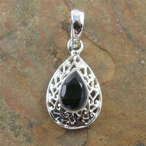 Sterling Silver Faceted Black Onyx Pendant Transglobal Trading