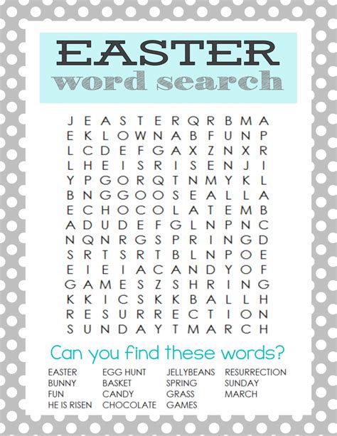 Free Printable Easter Word Searches For Adults