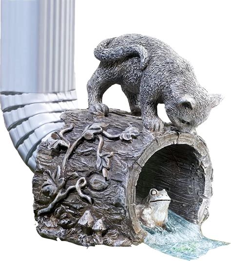 Decorative Downspout Extension Outdoor Garden Statue Curious Kitty