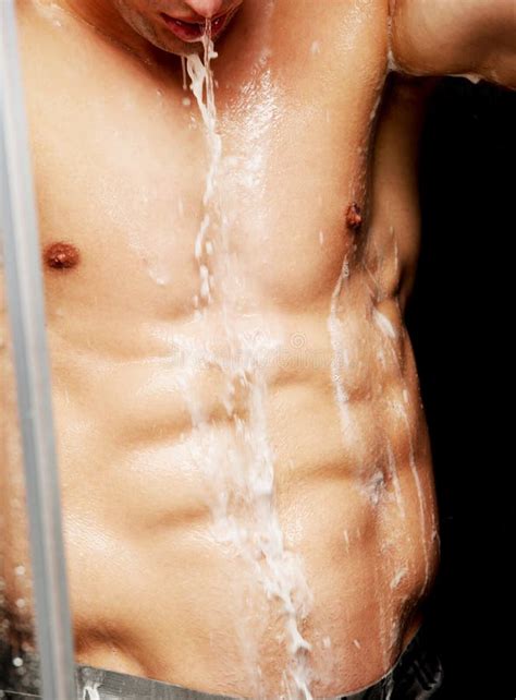 Handsome Man At The Shower Stock Image Image Of Hair Chest