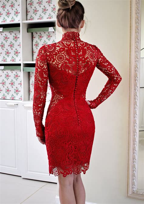 Red Lace Dress Red Wedding Dress Red Cocktail Dress Red Etsy Canada