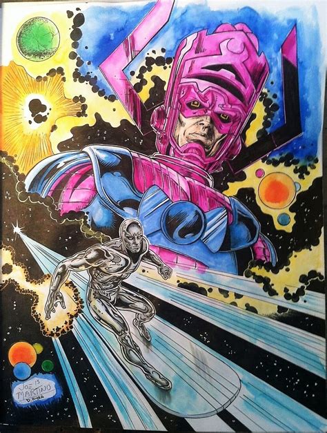 Silver Surfer And Galactus In Ronald Shepherds Commission Art Work