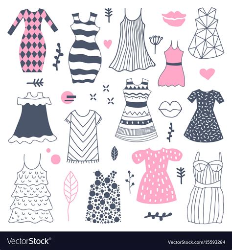 Woman Fashion Hand Drawn Dresses Doodle Royalty Free Vector