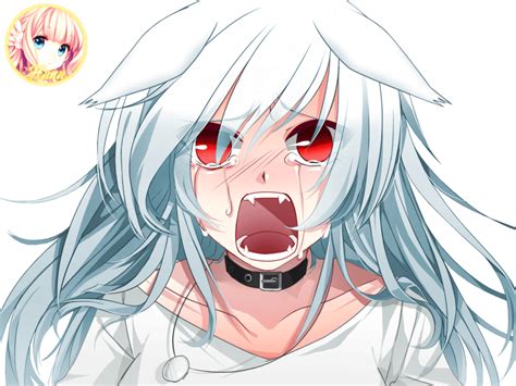 Sad Anime Girl With White Hair And Red Eyes