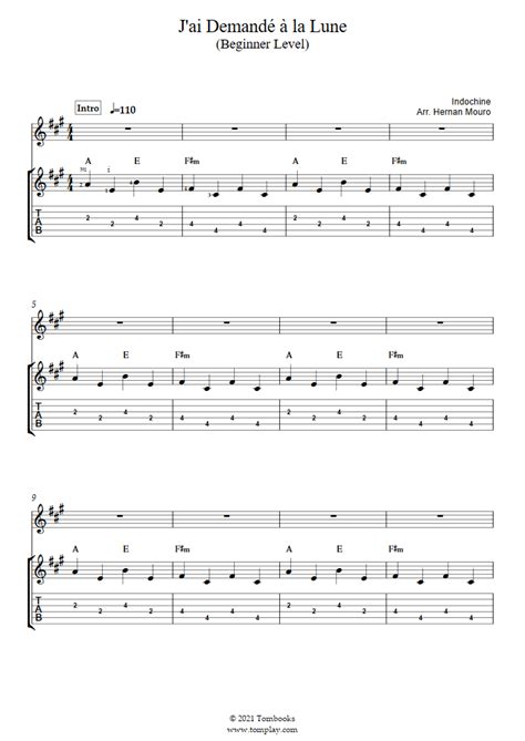 Indochine Sheet Music To Download And Print