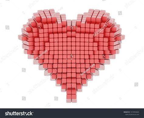 Red Heart Pixel Voxel Effect Isolated Stock Illustration 1010954665