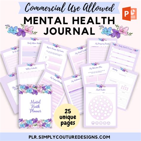 Mental Health Printable Journal Simply Couture Plr
