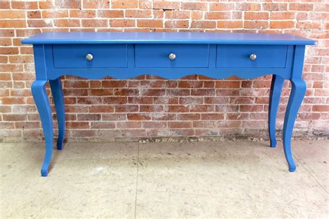 Blue Console Table With Scalloped Apron Ecustomfinishes