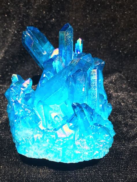 Light Blue Aura Quartz Crystal Titanium Bismuth Silicon