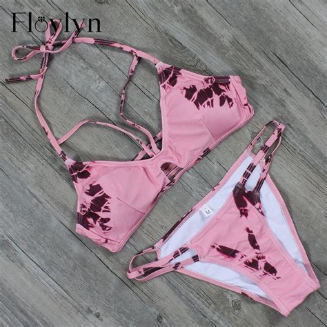 Floylyn Strappy Sexy Push Up Bikini Beach Wear Triangle Women Summer