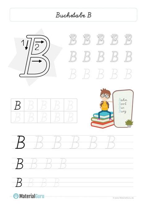 Vorlagen zum schreiben üben für die grundschule. NEU: Ein kostenloses Deutsch-Arbeitsblatt zum Buchstaben B für die Grundschule, auf dem die ...