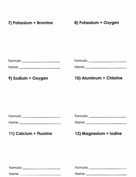 Nomenclature Worksheet 1 Monatomic Ions