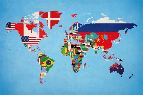 World Map With Flags Poster Map