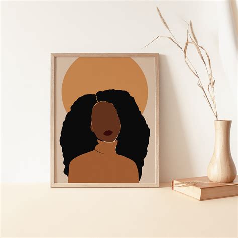 Afro American Abstract Art Black Girl Illustration Afro Etsy