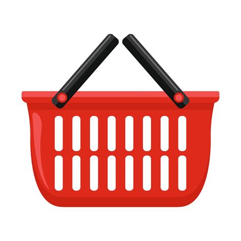 Cartoon Vector Illustration Isolated Object Red Plastic Shopping Basket
