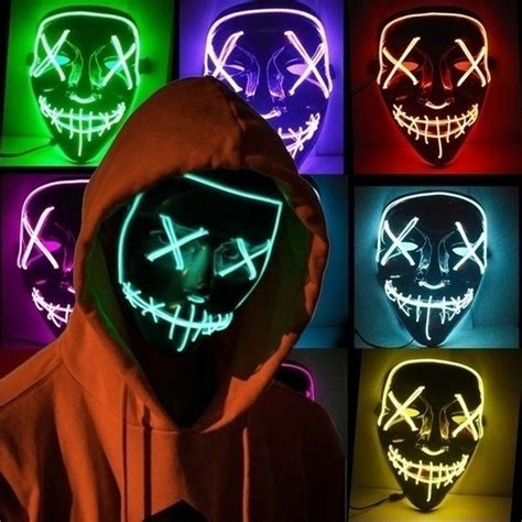 Fengrise Led Mask Purge Halloween Funny Mask Glow In Dark