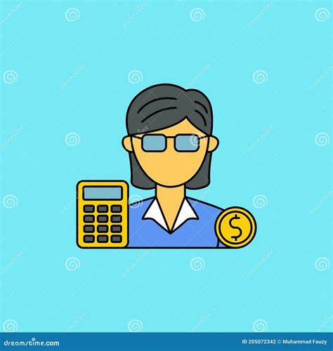 Simple Female Accountant Avatar Vector Illustration Stock Vector