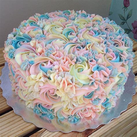 Morofme 35pcs edible flower cake topper, flower cupcake toppers, colorful wafer paper flower cake decorations for wedding birthday baby shower party supplies food decoration. pastel floral cake | Floral cake, Cake designs, Cake