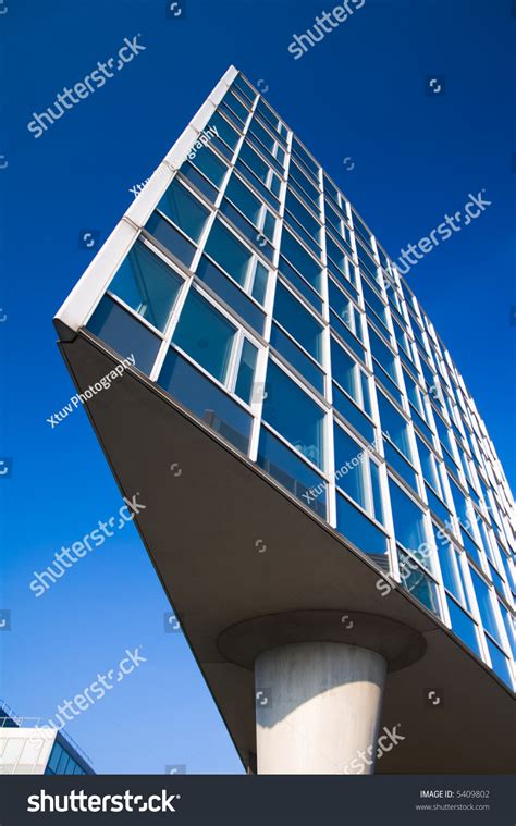 Futuristic Office Building Triangle Shaped Architecture Stock Photo