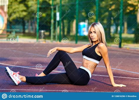 Sport Girl The Girl Is Doing Fitness Exercises Beautiful Young Sports