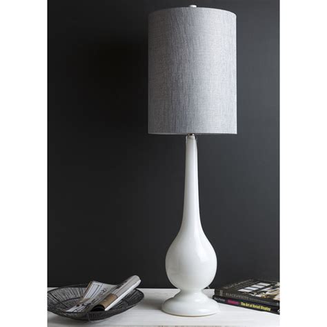 Madeleine Glass Base And Cylinder Shade Table Lamp White Zuri Furniture