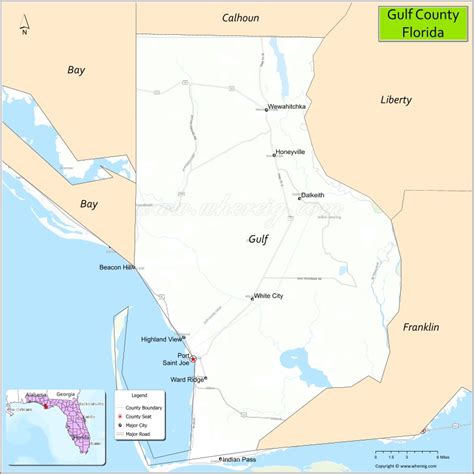 Map Of Gulf County Florida Showing Cities Highways Important Places