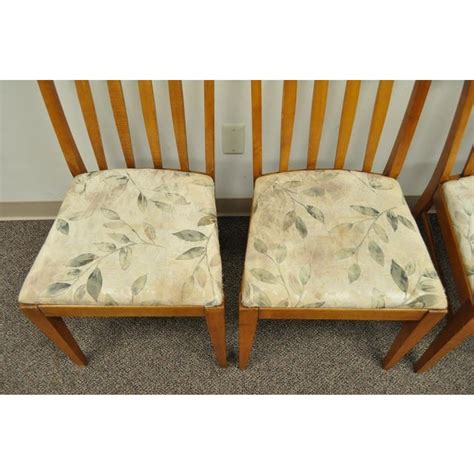 Original wegner danish mid century dining chair teak wood vintage mcm vintage. 4 Vintage Mid Century Modern Maple Slat Back Dining Chairs ...