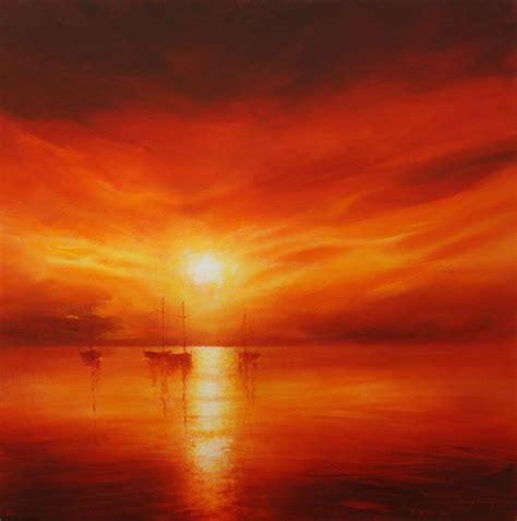 Vibrant Seascape Sunset Paintings By Stella Dunkley