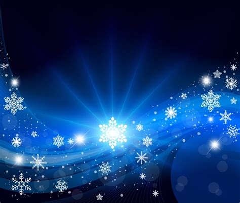 Christmas Background Vivid Dynamic Snowflakes Decor Bokeh Blue Vectors