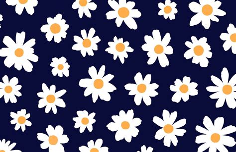 Blue White Retro Daisy Floral Wallpaper Mural Hovia Daisy Wallpaper Cute Flower