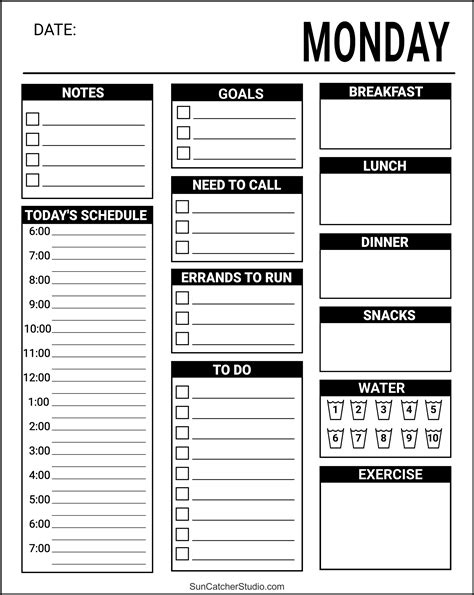 Free Printable Daily Planner Templates Pdf Format Diy Projects Patterns Monograms Designs