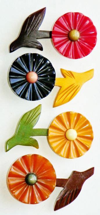 Vintage Bakelite Floral Pins Celluloid Jewelry Bakelite Jewelry