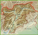 Trentino-Alto Adige physical map - Ontheworldmap.com
