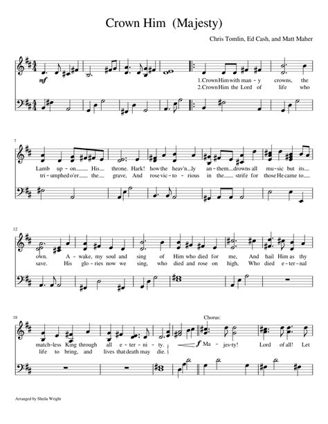 Crown Him Majesty Sheet Music For Piano Solo Easy