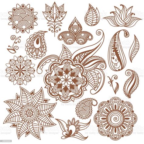 Henna Tattoo Mehndi Abstract Floral Vector Elements In Indian Style