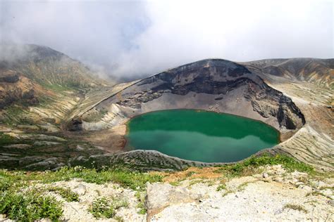 Crater Lake Okama Mt Zao Honshu Japan Mount Zao Is A Complex