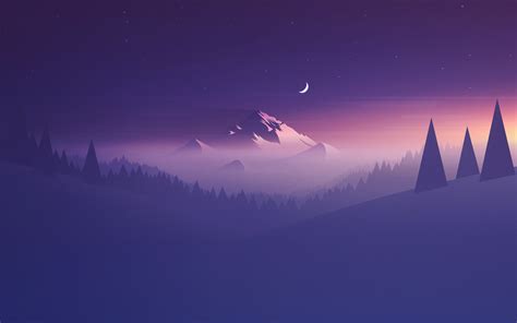 Wallpaper 1920x1200 Px Landscap Moon Mountain Night Purple